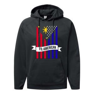 FillAmerican Filipino Philippines USA Flag Performance Fleece Hoodie