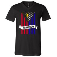 FillAmerican Filipino Philippines USA Flag V-Neck T-Shirt