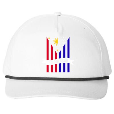 FillAmerican Filipino Philippines USA Flag Snapback Five-Panel Rope Hat