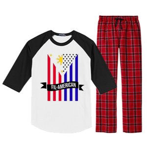 FillAmerican Filipino Philippines USA Flag Raglan Sleeve Pajama Set