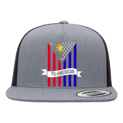 FillAmerican Filipino Philippines USA Flag Flat Bill Trucker Hat