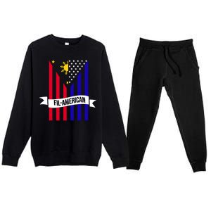 FillAmerican Filipino Philippines USA Flag Premium Crewneck Sweatsuit Set