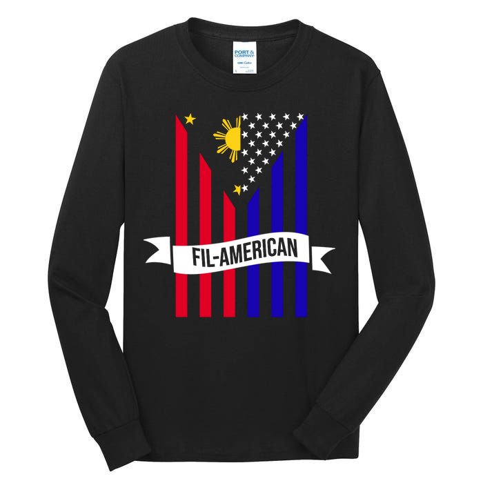 FillAmerican Filipino Philippines USA Flag Tall Long Sleeve T-Shirt