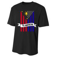 FillAmerican Filipino Philippines USA Flag Performance Sprint T-Shirt