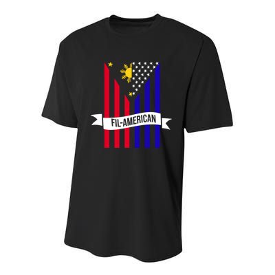 FillAmerican Filipino Philippines USA Flag Youth Performance Sprint T-Shirt