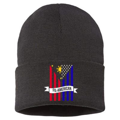 FillAmerican Filipino Philippines USA Flag Sustainable Knit Beanie