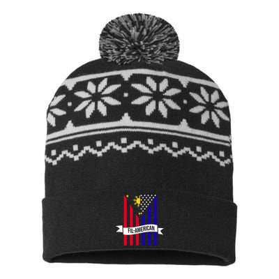 FillAmerican Filipino Philippines USA Flag USA-Made Snowflake Beanie