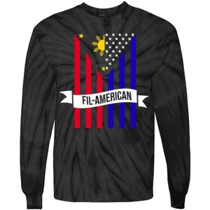 FillAmerican Filipino Philippines USA Flag Tie-Dye Long Sleeve Shirt