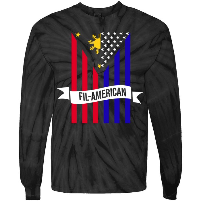 FillAmerican Filipino Philippines USA Flag Tie-Dye Long Sleeve Shirt