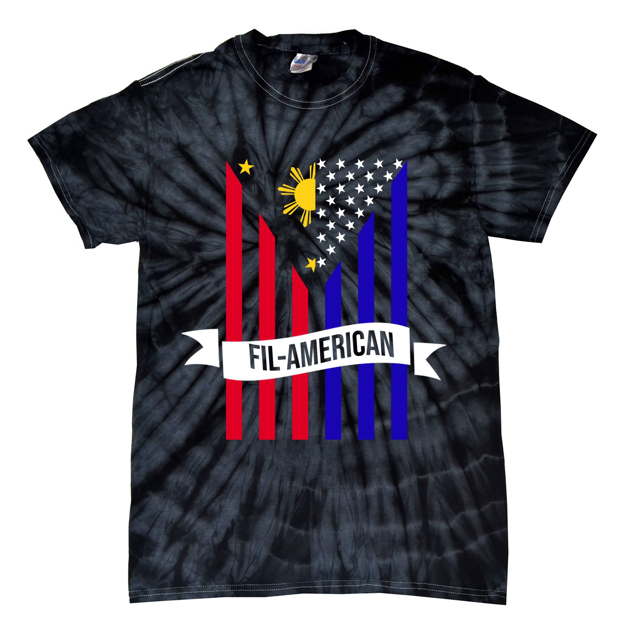 FillAmerican Filipino Philippines USA Flag Tie-Dye T-Shirt