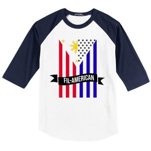 FillAmerican Filipino Philippines USA Flag Baseball Sleeve Shirt