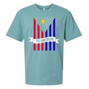 FillAmerican Filipino Philippines USA Flag Sueded Cloud Jersey T-Shirt