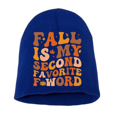 Fall Is My Second Favorite F Word Thanksgiving Groovy Autumn  Short Acrylic Beanie