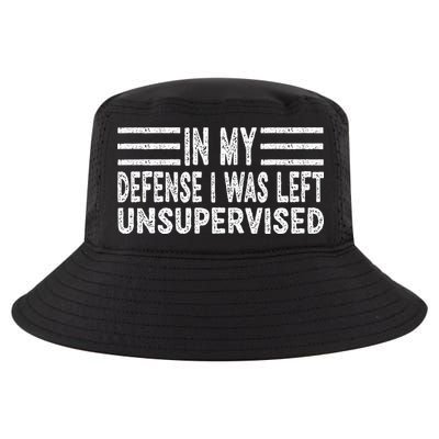 Funny In my defense i was left unsupervised Retro Cool Comfort Performance Bucket Hat
