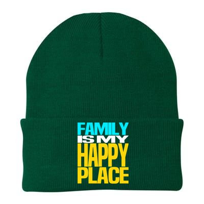 Family Is My Happy Place Mom Dad Cute Gift Knit Cap Winter Beanie