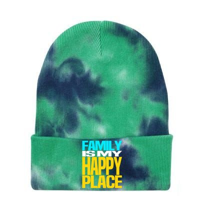 Family Is My Happy Place Mom Dad Cute Gift Tie Dye 12in Knit Beanie