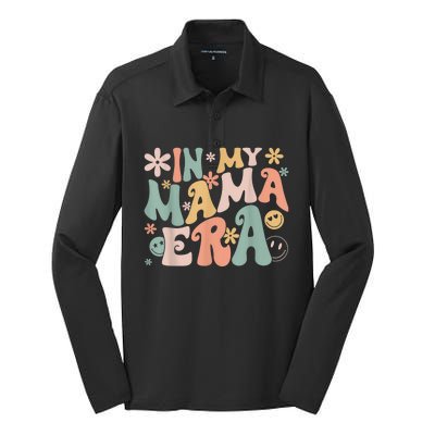 Funny In My Mama Era Lover Groovy Retro Mom Mothers Day Silk Touch Performance Long Sleeve Polo