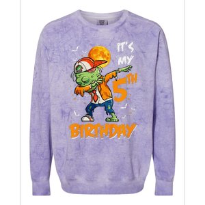 Funny Its My 5th Birthday Dabbing Zombie Halloween Costume Colorblast Crewneck Sweatshirt