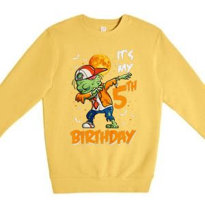 Funny Its My 5th Birthday Dabbing Zombie Halloween Costume Premium Crewneck Sweatshirt