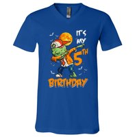 Funny Its My 5th Birthday Dabbing Zombie Halloween Costume V-Neck T-Shirt