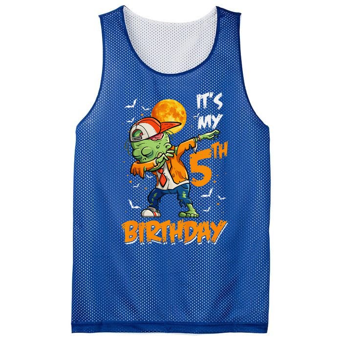 Funny Its My 5th Birthday Dabbing Zombie Halloween Costume Mesh Reversible Basketball Jersey Tank