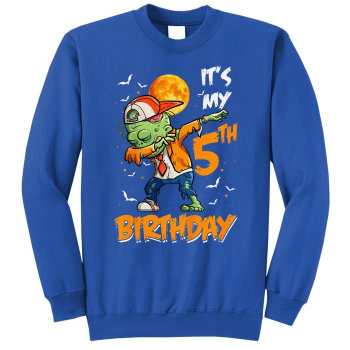 Funny Its My 5th Birthday Dabbing Zombie Halloween Costume Tall Sweatshirt