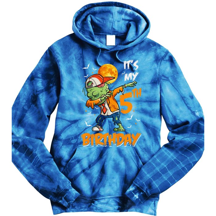 Funny Its My 5th Birthday Dabbing Zombie Halloween Costume Tie Dye Hoodie