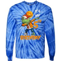 Funny Its My 5th Birthday Dabbing Zombie Halloween Costume Tie-Dye Long Sleeve Shirt