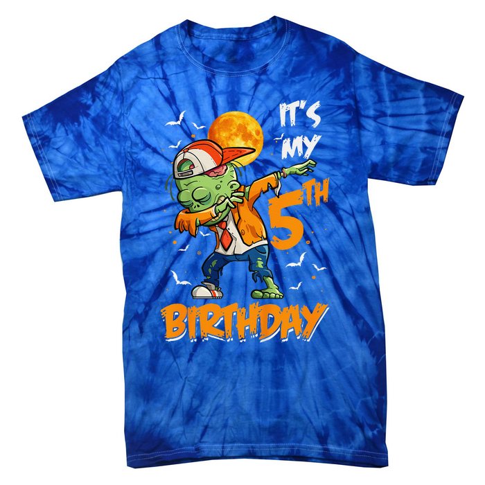 Funny Its My 5th Birthday Dabbing Zombie Halloween Costume Tie-Dye T-Shirt