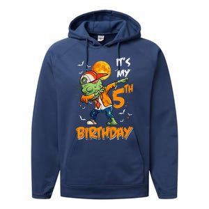 Funny Its My 5th Birthday Dabbing Zombie Halloween Costume Performance Fleece Hoodie