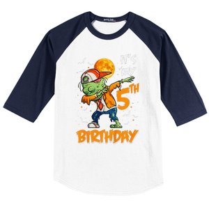 Funny Its My 5th Birthday Dabbing Zombie Halloween Costume Baseball Sleeve Shirt