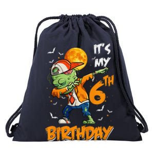 Funny Its My 6th Birthday Dabbing Zombie Halloween Costume Drawstring Bag