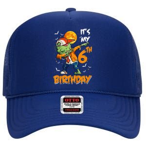 Funny Its My 6th Birthday Dabbing Zombie Halloween Costume High Crown Mesh Back Trucker Hat