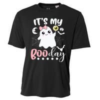 Funny Its My Boo Day Cute Halloween Birthday Ghost Pink Bow Cooling Performance Crew T-Shirt