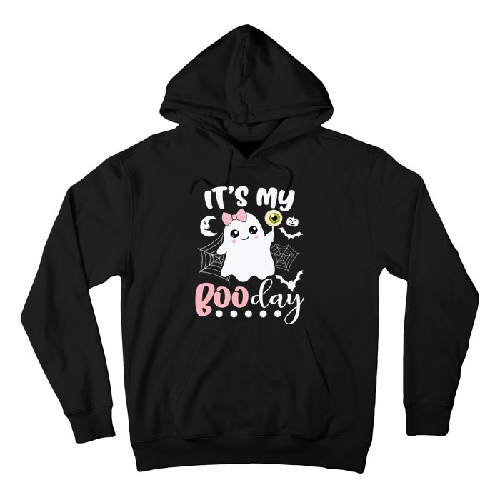 Funny Its My Boo Day Cute Halloween Birthday Ghost Pink Bow Hoodie