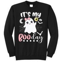 Funny Its My Boo Day Cute Halloween Birthday Ghost Pink Bow Sweatshirt