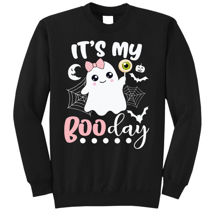 Funny Its My Boo Day Cute Halloween Birthday Ghost Pink Bow Sweatshirt