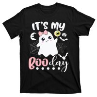 Funny Its My Boo Day Cute Halloween Birthday Ghost Pink Bow T-Shirt