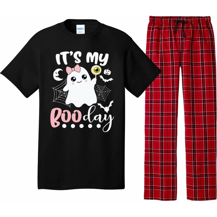 Funny Its My Boo Day Cute Halloween Birthday Ghost Pink Bow Pajama Set