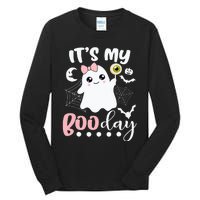 Funny Its My Boo Day Cute Halloween Birthday Ghost Pink Bow Tall Long Sleeve T-Shirt