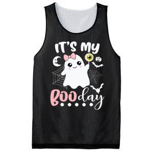 Funny Its My Boo Day Cute Halloween Birthday Ghost Pink Bow Mesh Reversible Basketball Jersey Tank