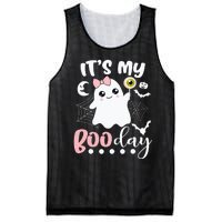 Funny Its My Boo Day Cute Halloween Birthday Ghost Pink Bow Mesh Reversible Basketball Jersey Tank