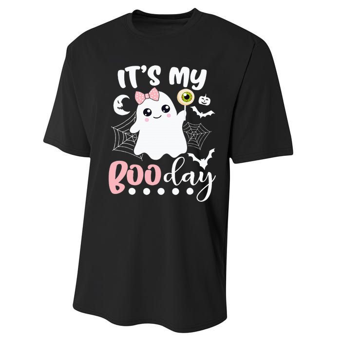 Funny Its My Boo Day Cute Halloween Birthday Ghost Pink Bow Performance Sprint T-Shirt