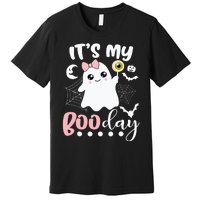 Funny Its My Boo Day Cute Halloween Birthday Ghost Pink Bow Premium T-Shirt