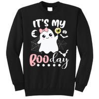 Funny Its My Boo Day Cute Halloween Birthday Ghost Pink Bow Tall Sweatshirt