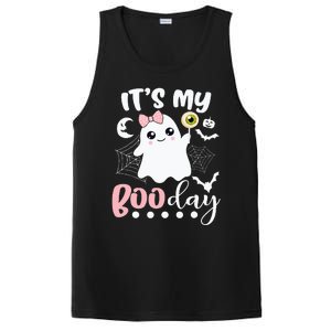 Funny Its My Boo Day Cute Halloween Birthday Ghost Pink Bow PosiCharge Competitor Tank