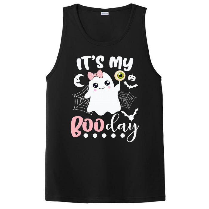 Funny Its My Boo Day Cute Halloween Birthday Ghost Pink Bow PosiCharge Competitor Tank