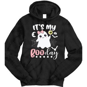 Funny Its My Boo Day Cute Halloween Birthday Ghost Pink Bow Tie Dye Hoodie