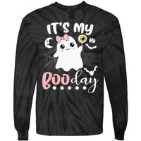 Funny Its My Boo Day Cute Halloween Birthday Ghost Pink Bow Tie-Dye Long Sleeve Shirt