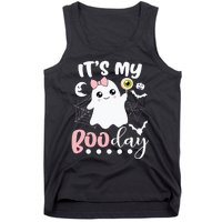 Funny Its My Boo Day Cute Halloween Birthday Ghost Pink Bow Tank Top